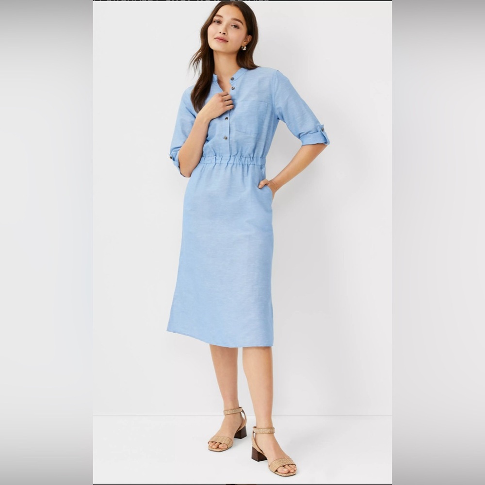 Ann Taylor Linen Cotton Pocket Shirtdress *NWT*